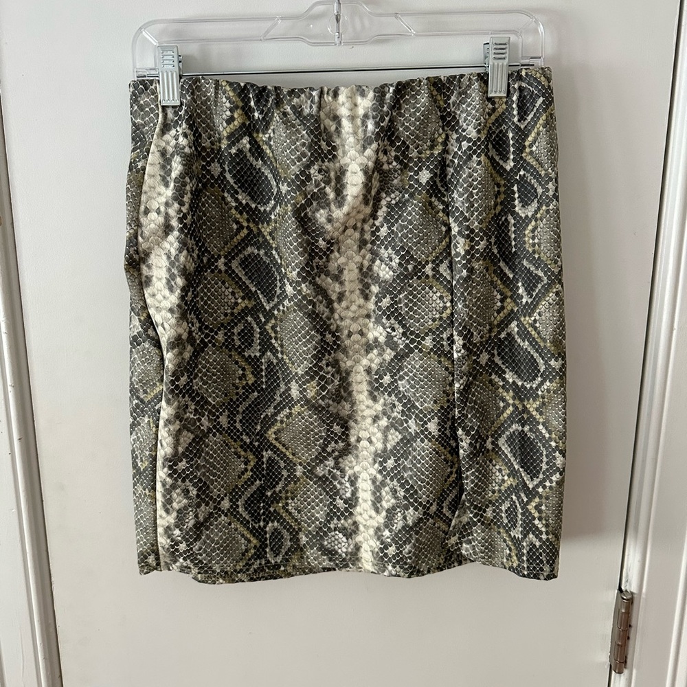Snake Print Faux Leather Crop & Mini Skirt